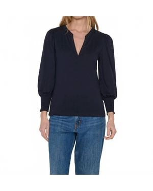 Nation Ltd Flora Peasant Tee - Blue