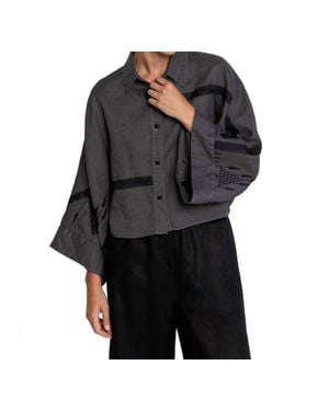Greek Archaic Kori Roots Button Down Shirt - Black