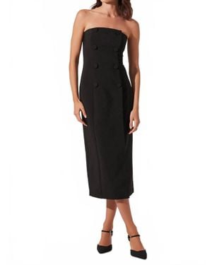 Astr Strapless Double Breasted Button Dress - Black