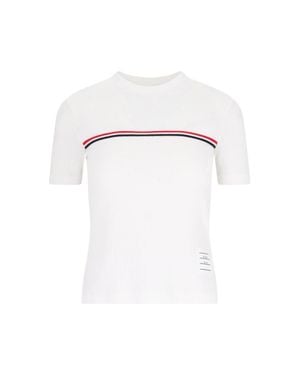 Thom Browne Three Stripes Logo T-Shirt - White