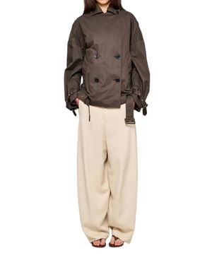 OOF WEAR Carcoat Smerigliato Boxy Double Breasted Cotton Coat - Natural