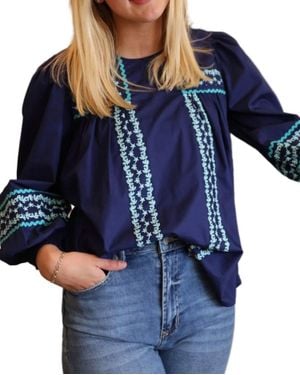 CELINA MOON Shea Peasant Blouse - Blue