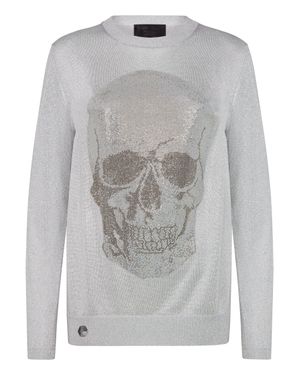 Philipp Plein Pullover Polo-Neck Ls Skull - Gray