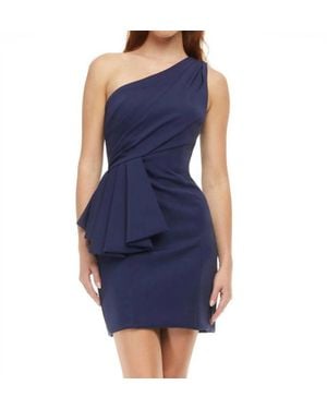 Ashley Lauren One Shoulder Fitted Cocktail Dress - Blue