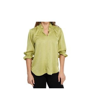 Elior Hailey Ruffle V-Neck Top - Black