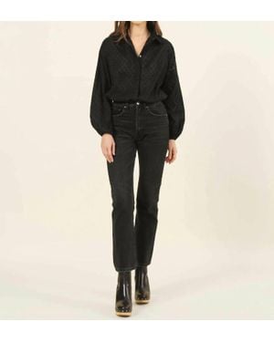 Omika Nero Button Front Blouse - Black