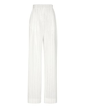 Philipp Plein Cady Pants Fit Crystal Pinstripe - White