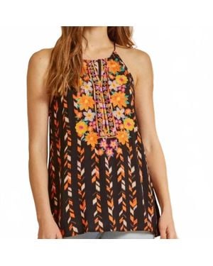Savanna Jane Embroidered Halter Top - Orange