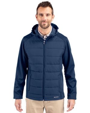 Cutter & Buck Evoke Hybrid Softshell Recycled Full Zip Hooded Jacket - Blue