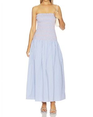 Line & Dot Eleni Smocked Dress - Blue