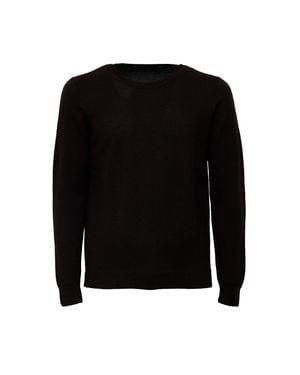 Zanone Honey-Comb Textured Elastic Ribbed Crewneck Sweater - Black