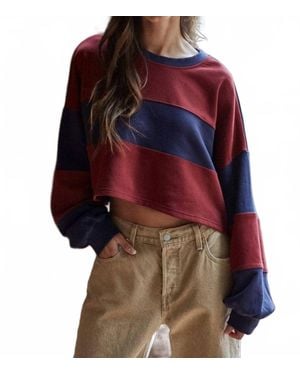 By Together Sidelines Oversized Pullover Top - Red