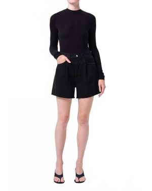 Agolde Rhoda Pleated A-Line Short - Black