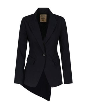 Uma Wang Asymmetrical Single-Breasted Linen Blazer - Blue