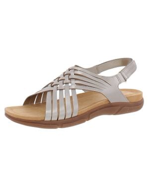 Easy Spirit Semar Leather Slingback Flat Sandals - Metallic