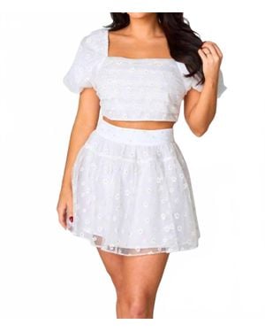 BuddyLove Daisy Eyelet Top & Skirt Set - White