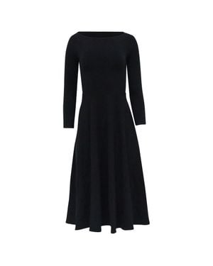 Reformation Long Sleeve Midi Flared Dress - Black