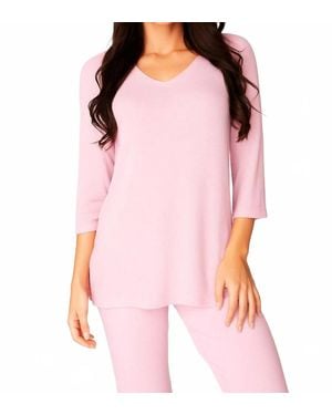 French Kyss Tatiana Kashmira 3/4 Sleeve Tunic Top - Pink