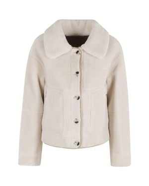 Urbancode Cream Reversible Jacket With Synthetic Sheepskin - White