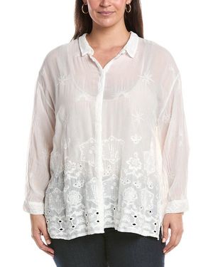 Johnny Was Plus Slim Audrey Button-Down Shirt - White