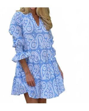 Just Darviny Malibu V-Neck Mini Dress - Blue