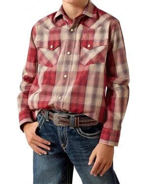 Ariat Boy's Retro Heathcliff Snap Shirt - Red