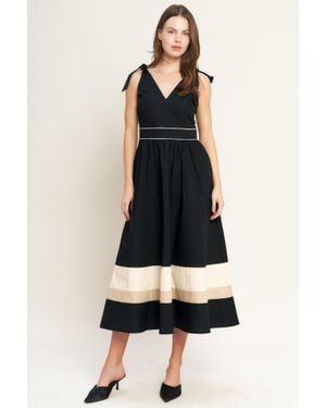 TRUEDAMES Forest Charm Cream Woven Midi Dress - Blue