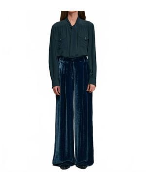 Diega Pavano Velvet Wide Leg Pant - Blue