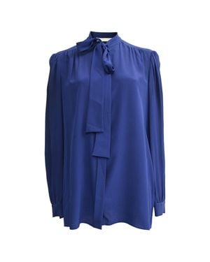 Chloé Tie-Front Long Sleeve Blouse - Blue
