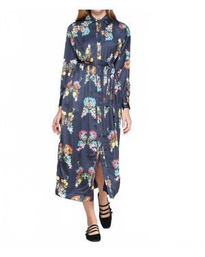 Vilagallo Floral Midi Dress - Blue