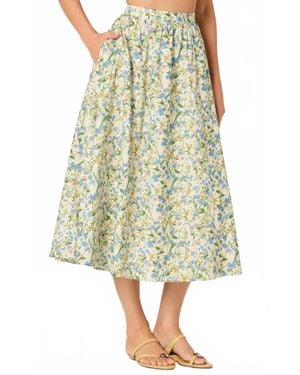 Astr Wylda Woven A-Line Midi Skirt - Yellow