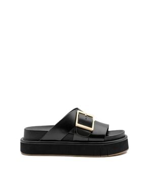 Paloma Barceló Palomitas Demi Leather Platform Sandal - Black