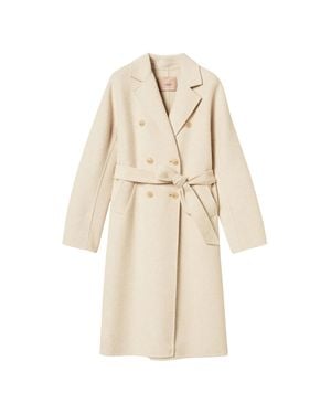 Twinset Belted Double-Breasted Coat - White