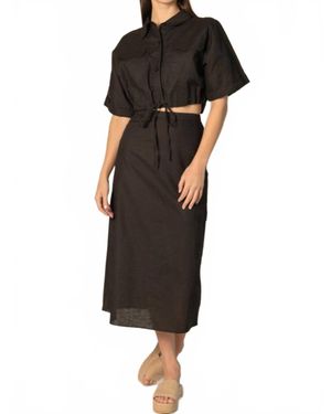 Before You Collection Brynlee Linen Blend Cargo Midi Skirt - Black