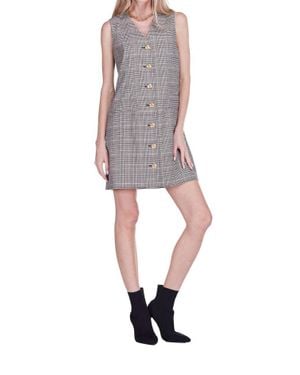 J joy V Neck Buttons Fitted Dress - Gray