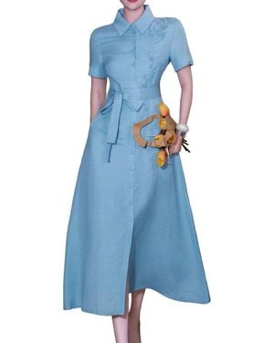 BRC By BURRYCO Short Sleeve Shirt Dress - Blue