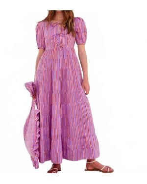 Pink City Prints Sydney Midi Dress - Purple