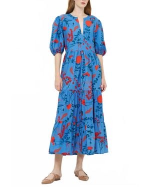Oliphant Puff Sleeve Maxi Dress - Blue