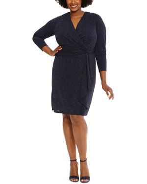 London Times Plus Night-Out Above-Knee Cocktail And Party Dress - Blue