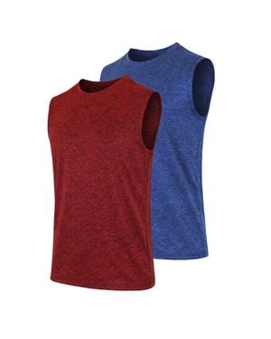 Galaxy By Harvic Galaxy Kick Start Gear Moisture-Wicking Wrinkle Free Performance Muscle Tee-2 Pack - Red