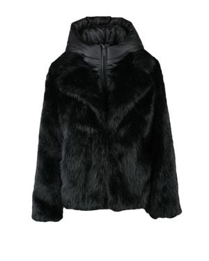 Bomboogie Quilted Short Polyester Faux Fur Jacket - Black