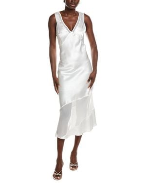 DKNY V Neck Asymmetrical Dress - White