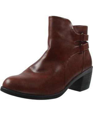 Easy Street Zipper Faux Leather Booties - Brown