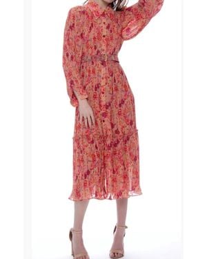 Gracia Floral Midi Dress - Red
