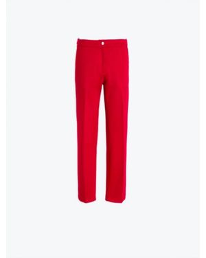 Vilagallo Straight Leg Button Zip Fitted Pant - Red