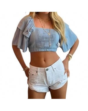 Chaser Brand Square Neck Crop Top - Blue