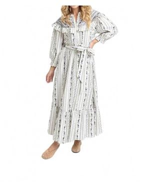 Karlie French Floral Peter Pan Tier Maxi Dress - White
