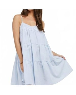 needii Pinstripe Babydoll Mini Dress - Blue
