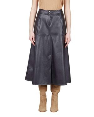 Purotatto Faux Leather Midi Skirt - Blue