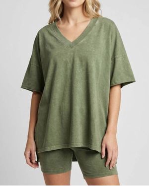 LALAMIA Sarah Mineral Wash Biker Short Set - Green